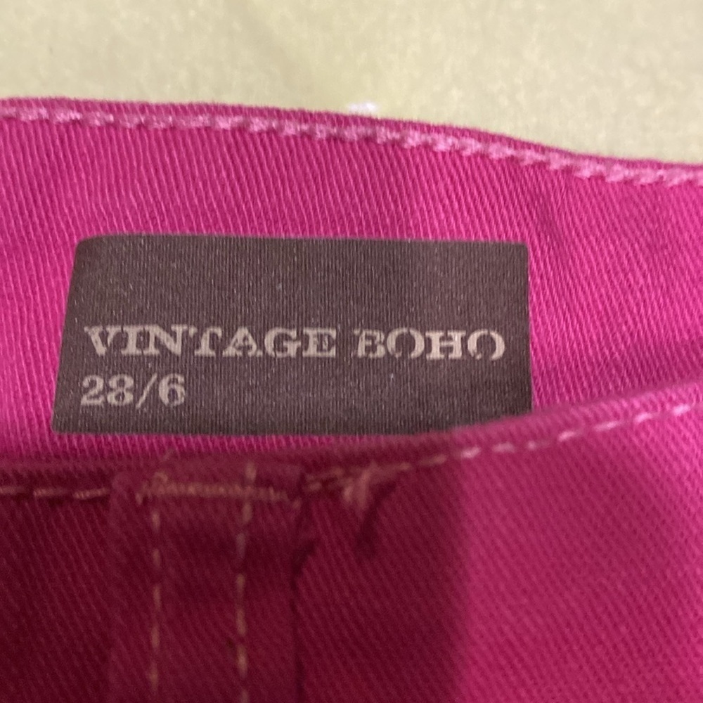 Nine West Vintage Boho Size 6 Denim Magenta Capris Chic & Trendy - Picture 4 of 14